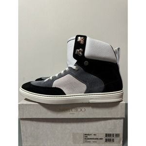 Jimmy Choo Bradley Hi Top Sneaker Size US11 UK10.5 EU44 Black White Trainer Shoe